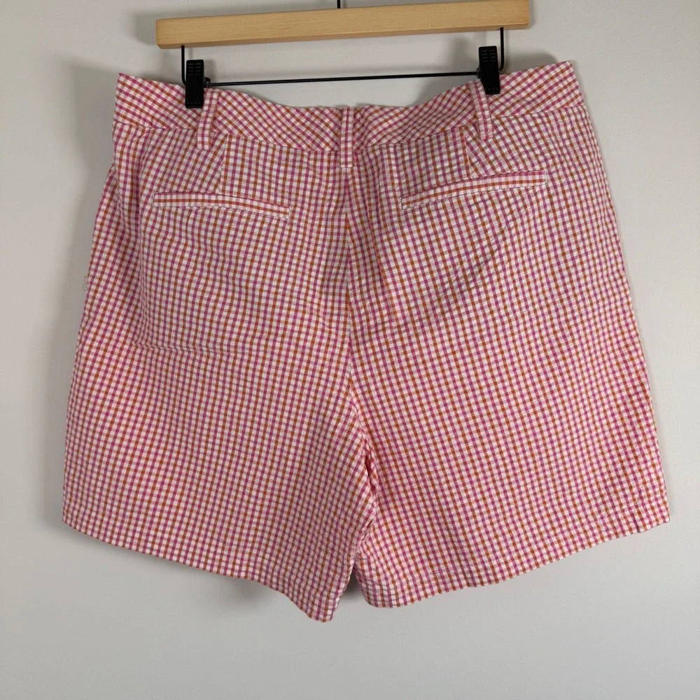 NEW‎ Lands' End Fit 2 Gingham Shorts Seer Sucker 16 Plaid 7 Inch Inseam NWT